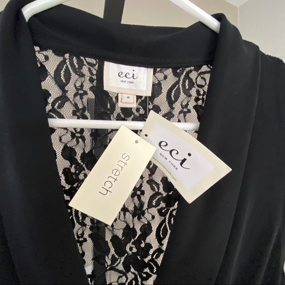 ECI New York slinky stretch black lace back jumpsuit - NWT - Picture 4 of 9